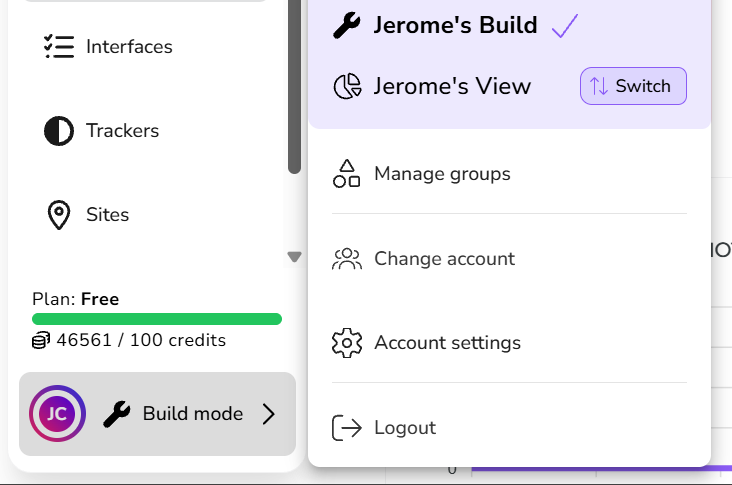 Change account in Ubiqod