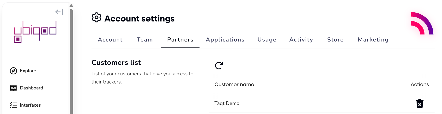 Client list for partners