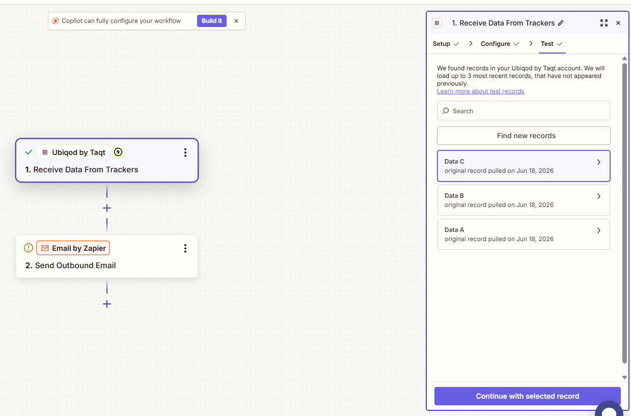 Add a dataset to Zapier