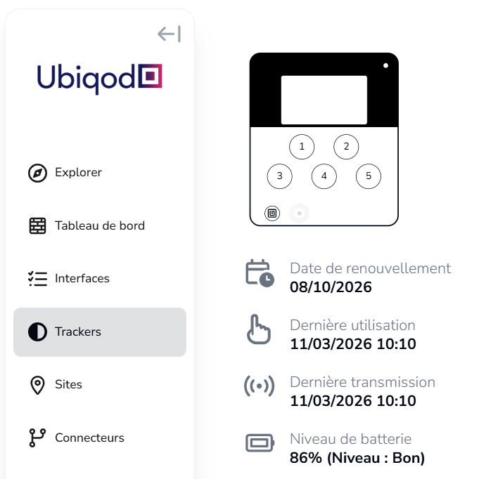 Affichage du niveau de pile d'une TaqtOne