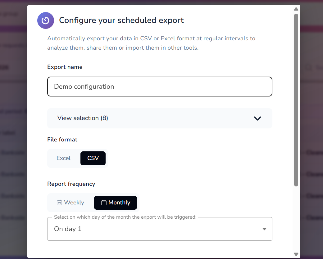 Configure a scheduled export
