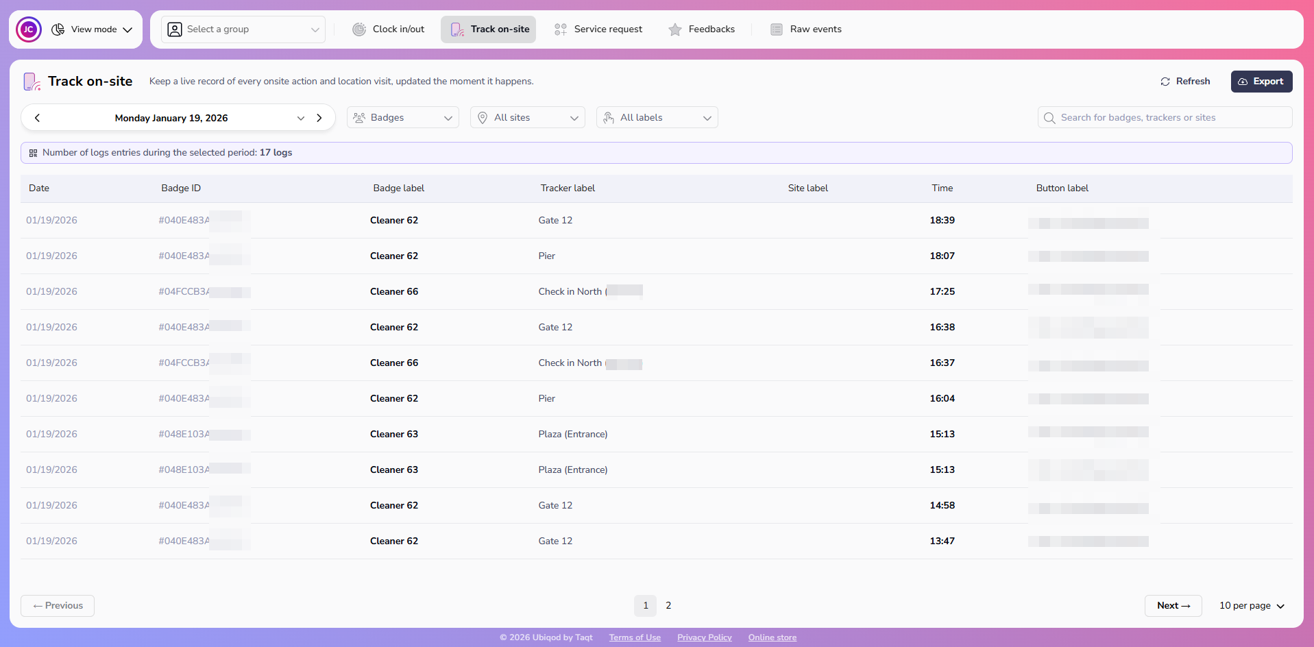 Proof of presence on-site with Taqt View