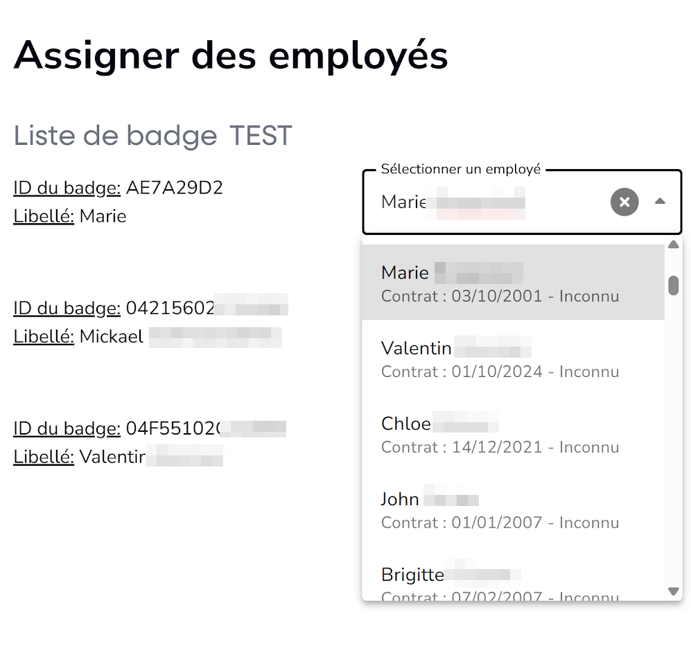 Affectation des badges à un employé dans Skello