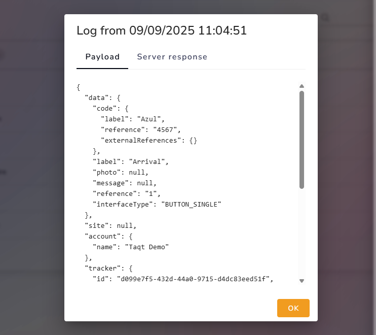 Log details for a connector