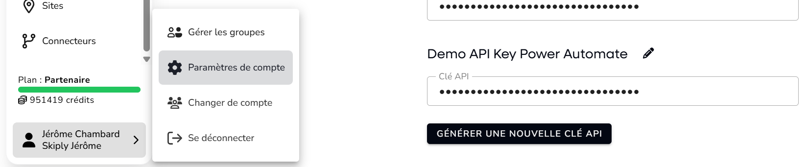 Création d'une clef API Power Automate