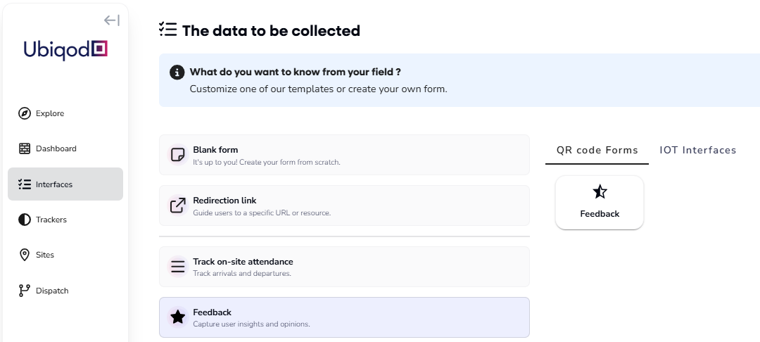 Create a feedback form for QR codes